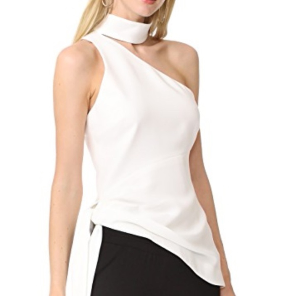 NWOT Cinq A Sept One Shoulder Collar Mock Neck Top